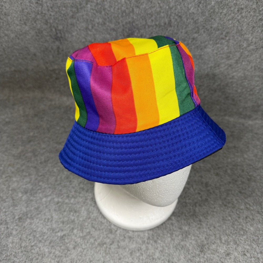 Unbranded Unisex Rainbow Striped Bucket Hat One Size Multi Color Festival Hat